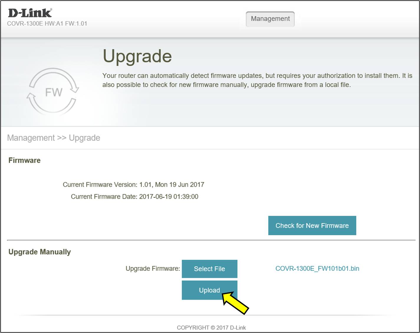 Update Firmware dlink extender